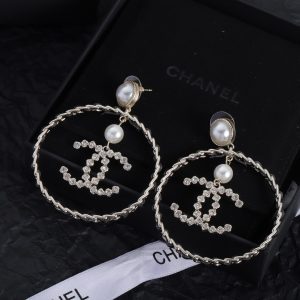 Large Circle Pearl Earrings