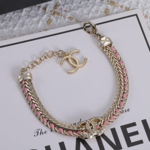 Gold and pink chain bracelet