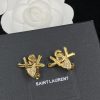 Gold Letter Heart Full Diamond Clip-On Earrings