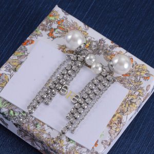 Pearl Diamond Tassel Stud Earrings in Sterling Silver