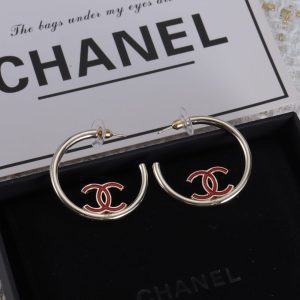 Bronze Half-Circle Red Stud Earrings