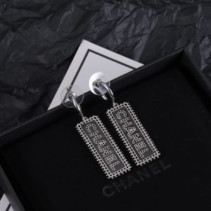 Silver Square Diamond Pendant Earrings