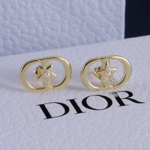 Gold Round Five-pointed Star Earrings
