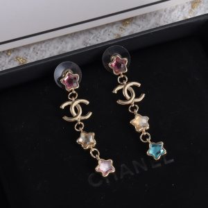 Gold Heart Diamond Tassel Earrings