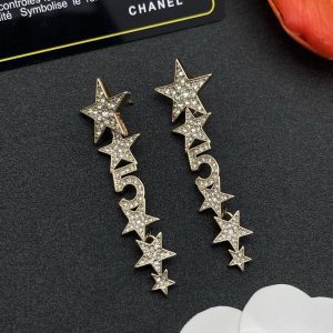 Gold diamond pendant earrings