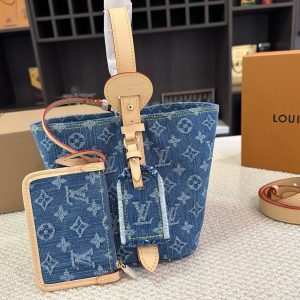 Embossed Denim Bucket Bag 17*18cm