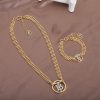 Gold Pendant Bracelet and Necklace Set
