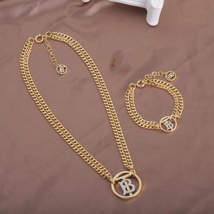 Gold Pendant Bracelet and Necklace Set