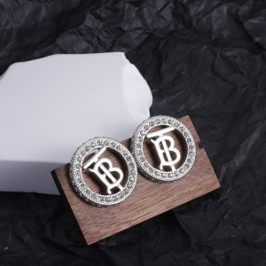 Silver Stud Earrings with Full Diamond Embellishment