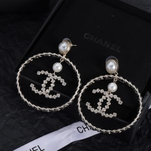 Large Circle Pearl Earrings
