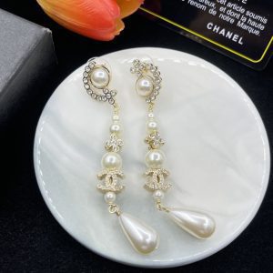 Pearl Diamond Long Earrings
