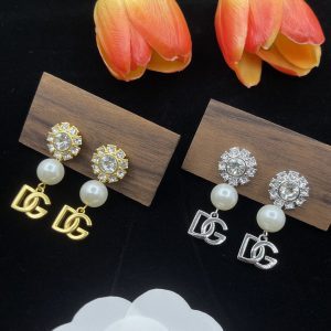 Diamond Pearl Letter Earrings