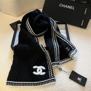 Black wool knit Scarf Size 190*35CM