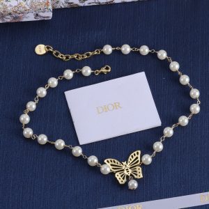 Golden Butterfly Pearl Necklace