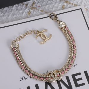 Gold and pink chain bracelet