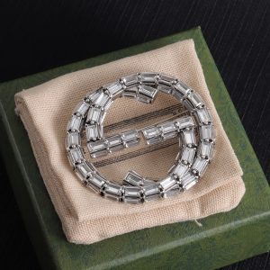 Round Diamond Letter Brooch