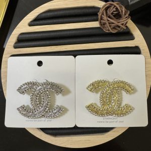 Gold silver diamond letter brooch