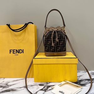 Fabric calf leather bucket bag 10*12*18cm