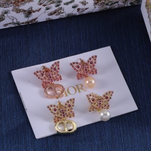 Butterfly pearl pendant earrings