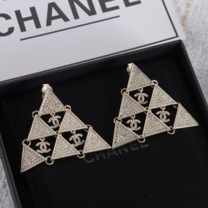 Triangle Full Diamond Pendant Clip-On Earrings