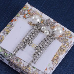 Pearl Diamond Tassel Stud Earrings in Sterling Silver