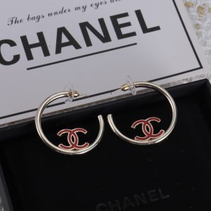 Bronze Half-Circle Red Stud Earrings