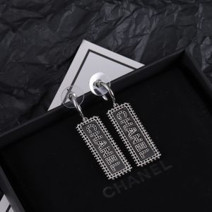 Silver Square Diamond Pendant Earrings