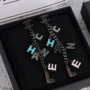 Black Tassel Letter Earrings