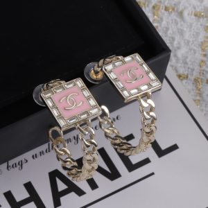 Gold Half-Circle Square Earrings