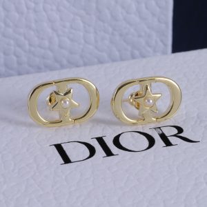 Gold Round Five-pointed Star Earrings