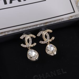Gold Diamond Pendant Earrings