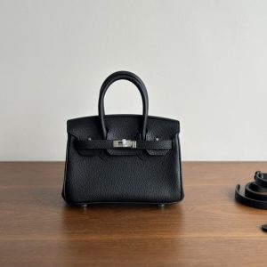Black top layer cowhide platinum bag 20cm
