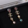 Gold Heart Diamond Tassel Earrings