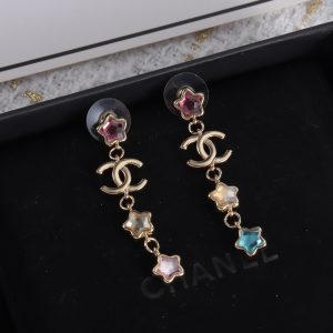 Gold Heart Diamond Tassel Earrings